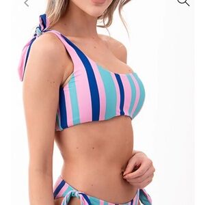 Striped one shoulder Bikini Top Sz XS